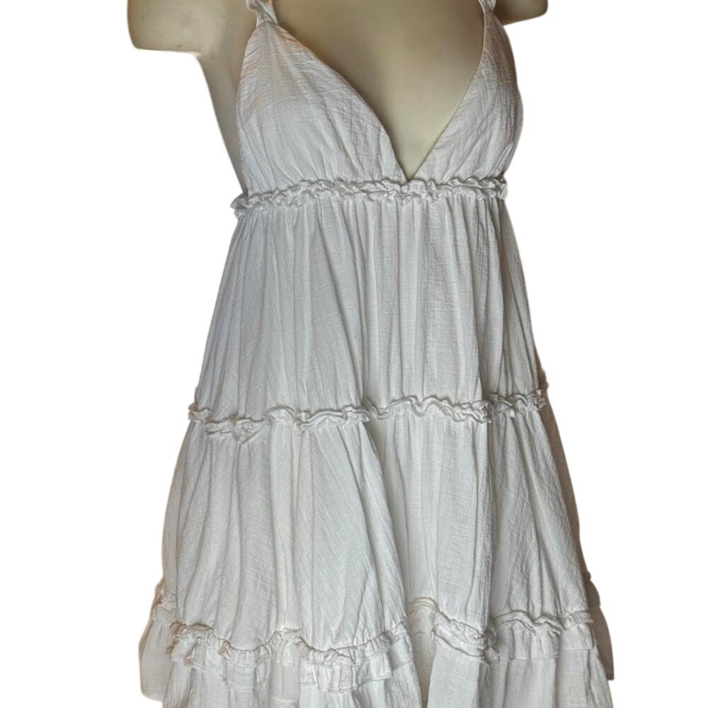 PP Romeo babydoll tiered coquette Mini Dress White Ruffle Fairycore - Picture 3 of 4
